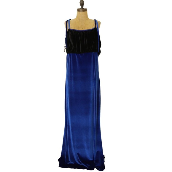 Zelie For She So Fine Velvet Gown Plus 1X Color Block Black Blue Maxi NWT B29 - Picture 2 of 6